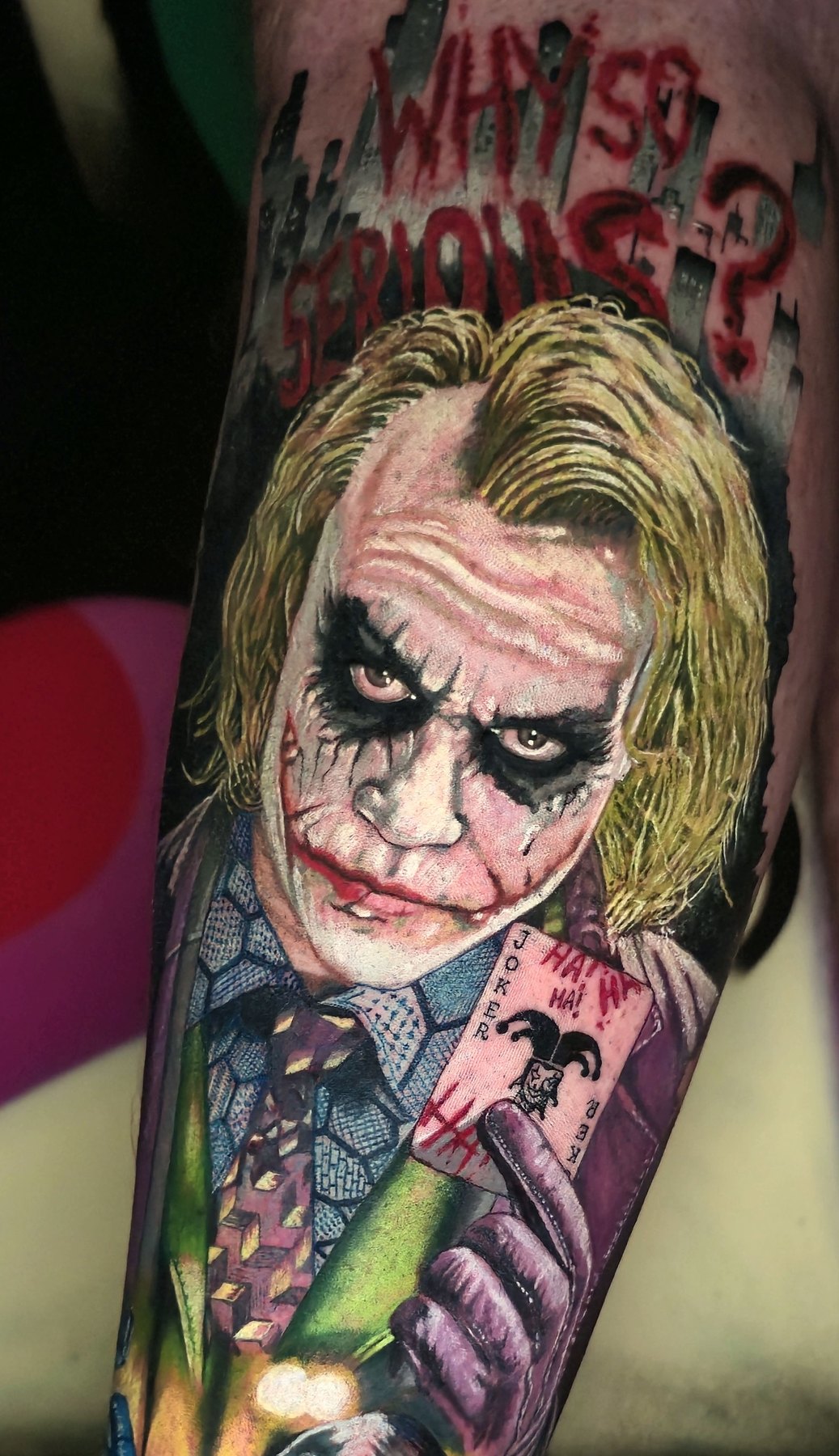 Joker color realism tattoo